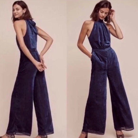 Anthropologie Pants - Anthropologie Elevenses Sz 14 Elegant Navy Jumpsuit